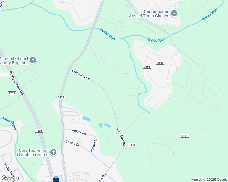 map of restaurants, bars, coffee shops, grocery stores, and more near 1336 Lake Cole Road in Piney Green