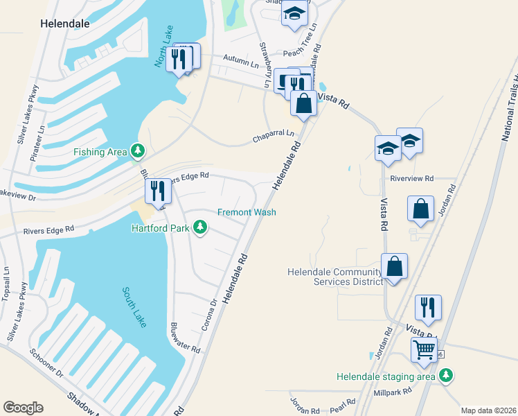 map of restaurants, bars, coffee shops, grocery stores, and more near 26809 Corona Drive in Helendale