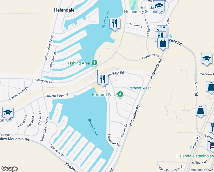map of restaurants, bars, coffee shops, grocery stores, and more near 26805 Bluewater Road in Helendale