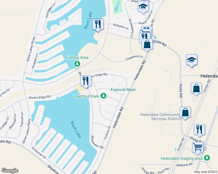 map of restaurants, bars, coffee shops, grocery stores, and more near 14812 Crofton Lane in Helendale