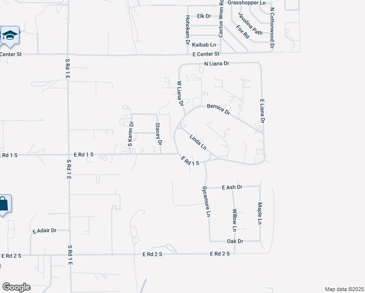 map of restaurants, bars, coffee shops, grocery stores, and more near 1604 East Road 1 South in Chino Valley