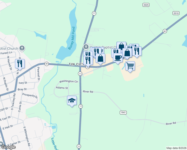 map of restaurants, bars, coffee shops, grocery stores, and more near 118 Madison Ave in Wallace
