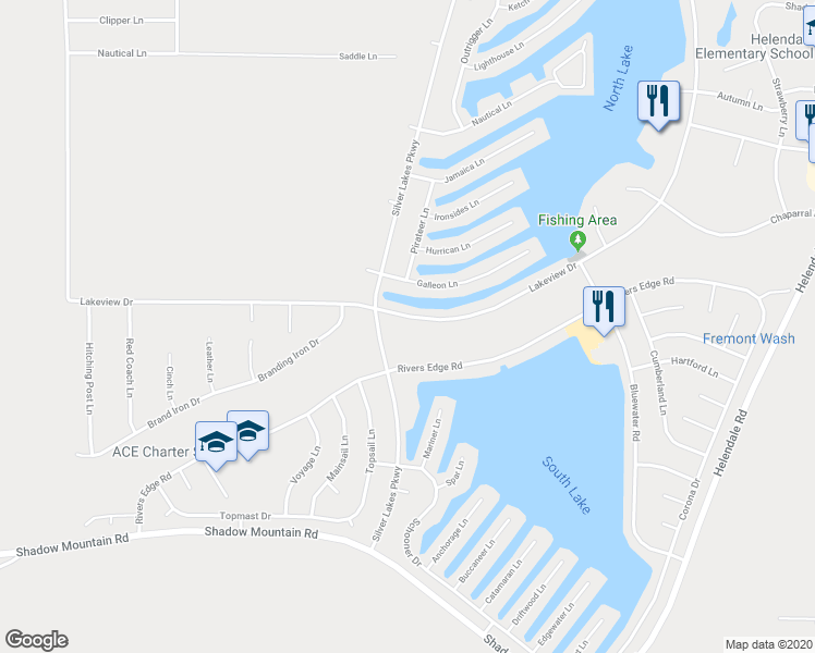 map of restaurants, bars, coffee shops, grocery stores, and more near 26775 Lakeview Drive in Helendale