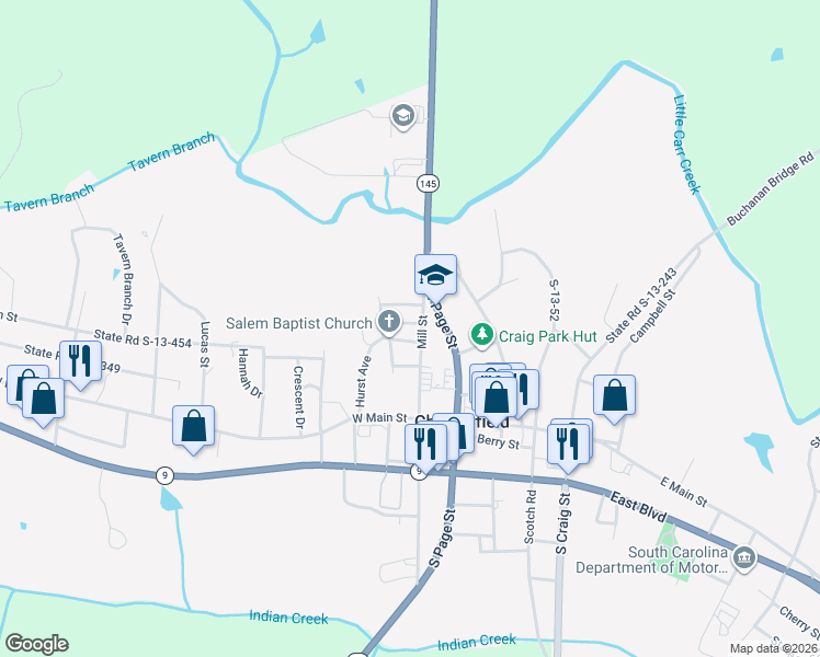 map of restaurants, bars, coffee shops, grocery stores, and more near 216 Mill Street in Chesterfield
