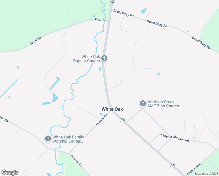 map of restaurants, bars, coffee shops, grocery stores, and more near 41 School House Drive in White Oak