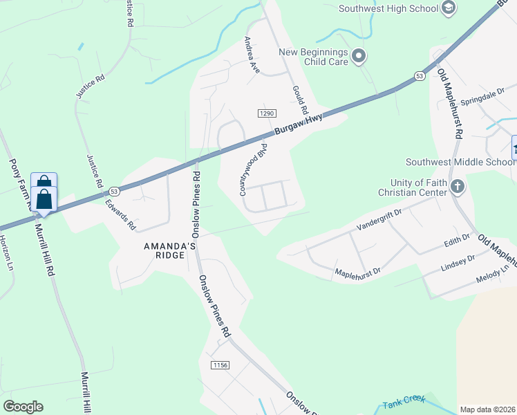 map of restaurants, bars, coffee shops, grocery stores, and more near 101-199 Tee Lane in Jacksonville