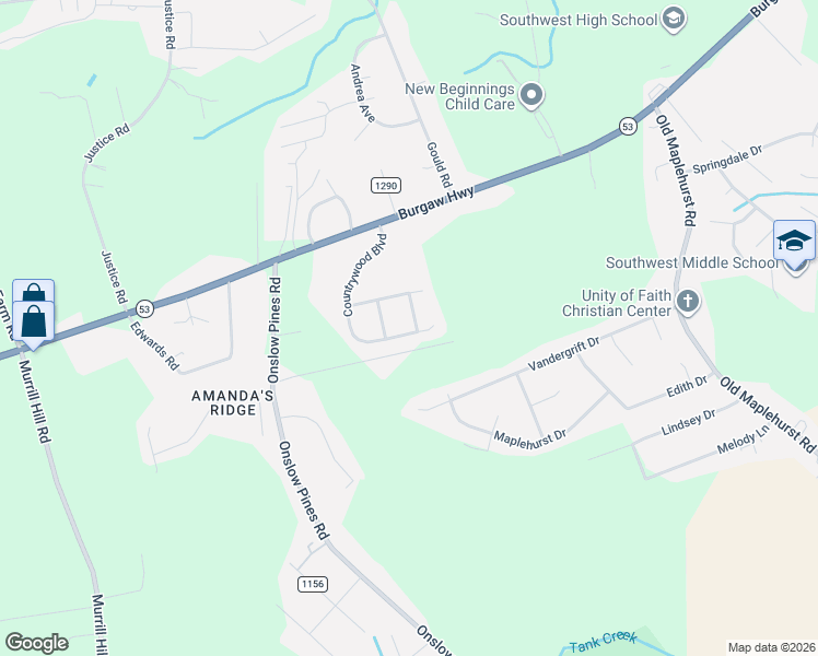 map of restaurants, bars, coffee shops, grocery stores, and more near 1943 Countrywood Boulevard in Jacksonville
