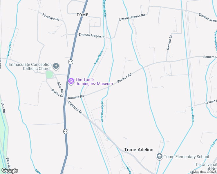map of restaurants, bars, coffee shops, grocery stores, and more near 43 Romero Road in Los Lunas