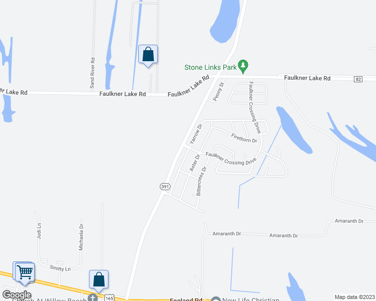 map of restaurants, bars, coffee shops, grocery stores, and more near 1809 Yarrow Drive in North Little Rock