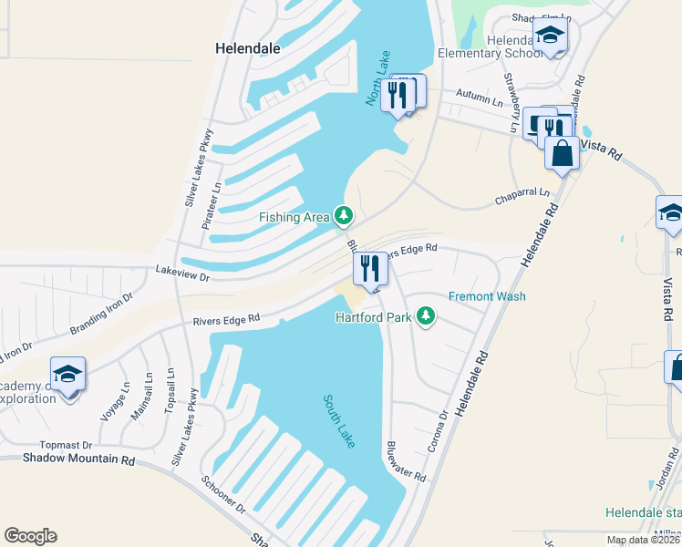 map of restaurants, bars, coffee shops, grocery stores, and more near 26878 Bluewater Road in Helendale