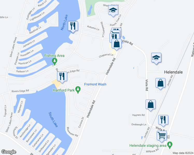 map of restaurants, bars, coffee shops, grocery stores, and more near 26848 Corona Drive in Helendale
