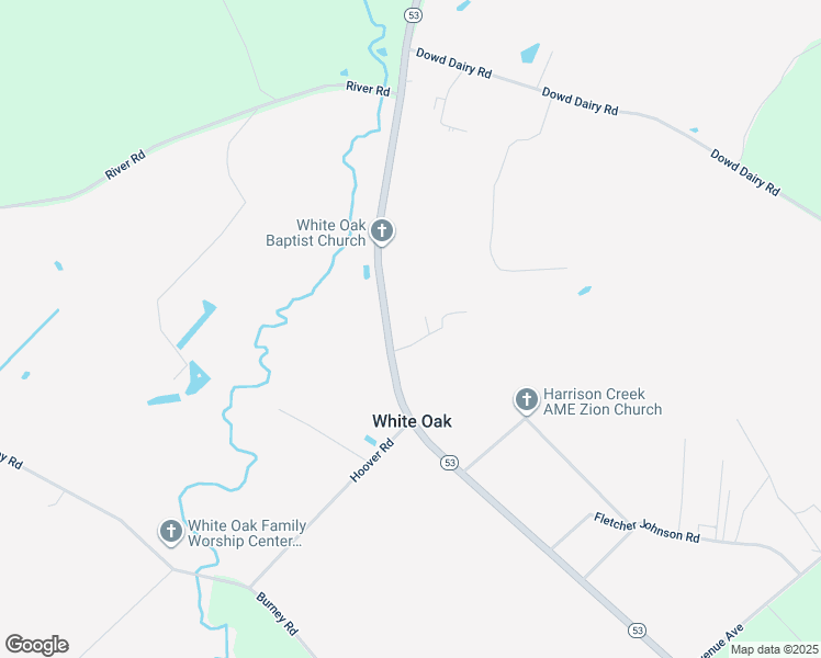 map of restaurants, bars, coffee shops, grocery stores, and more near 41 School House Drive in White Oak