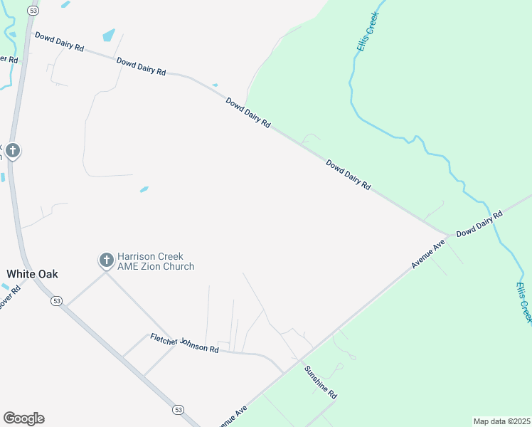 map of restaurants, bars, coffee shops, grocery stores, and more near 1090 Dowd Dairy Road in White Oak