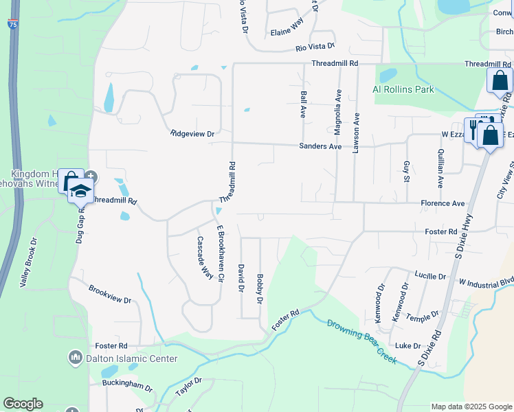 map of restaurants, bars, coffee shops, grocery stores, and more near 650 McCharles Street in Dalton