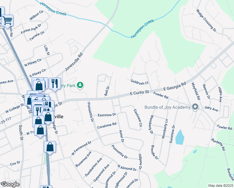 map of restaurants, bars, coffee shops, grocery stores, and more near 106 Howard Circle in Simpsonville