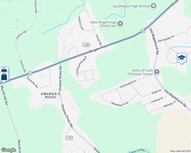 map of restaurants, bars, coffee shops, grocery stores, and more near 2000 Countrywood Boulevard in Jacksonville
