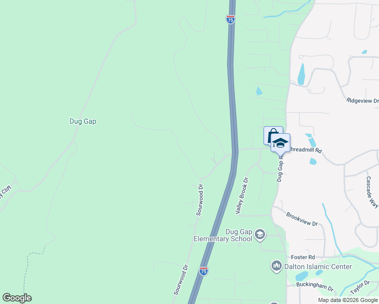 map of restaurants, bars, coffee shops, grocery stores, and more near 916-920 West Dug Gap Mountain Road in Dalton
