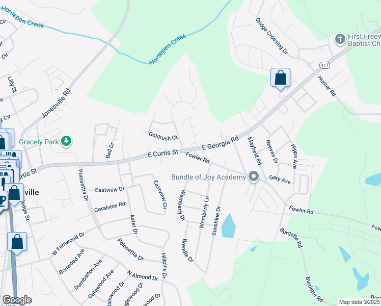 map of restaurants, bars, coffee shops, grocery stores, and more near 800 East Georgia Road in Simpsonville