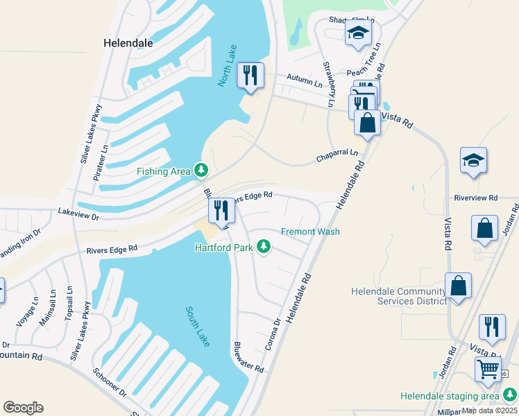 map of restaurants, bars, coffee shops, grocery stores, and more near 14774 Aberdeen Lane in Helendale