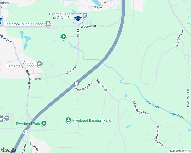 map of restaurants, bars, coffee shops, grocery stores, and more near 1301-1327 Ridge Road Southeast in Dalton