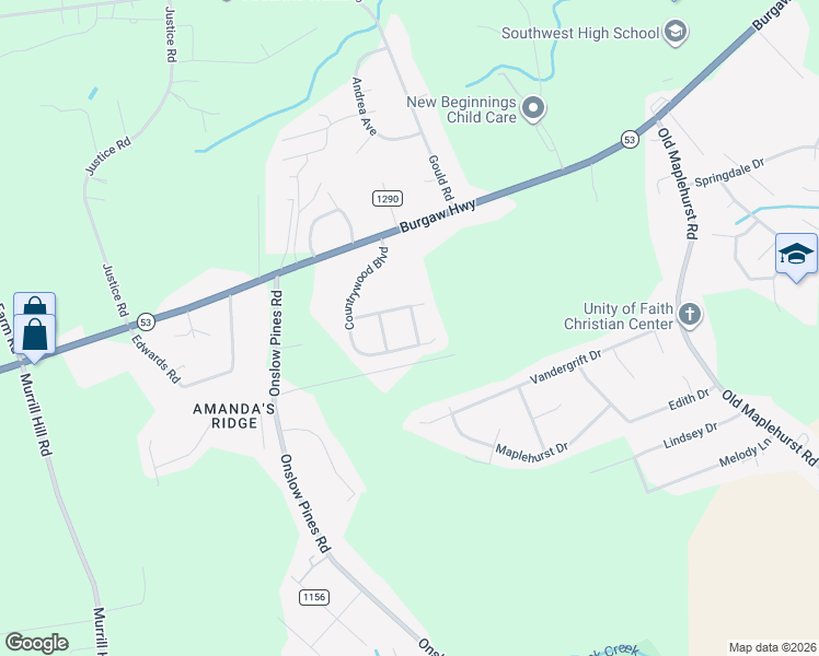 map of restaurants, bars, coffee shops, grocery stores, and more near 1939 Countrywood Avenue in Jacksonville