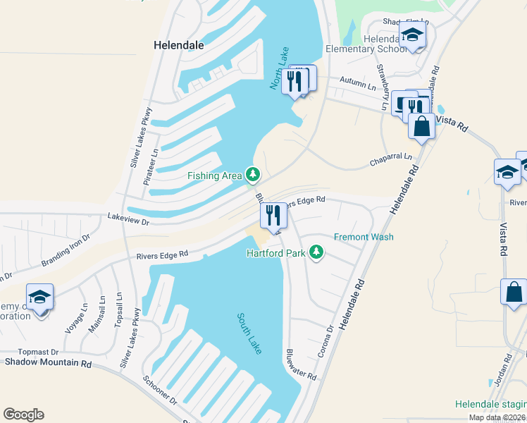 map of restaurants, bars, coffee shops, grocery stores, and more near 26878 Bluewater Road in Helendale