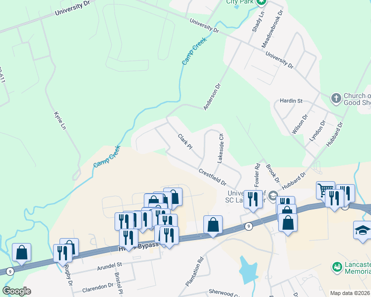 map of restaurants, bars, coffee shops, grocery stores, and more near 1409 Clark Place in Lancaster