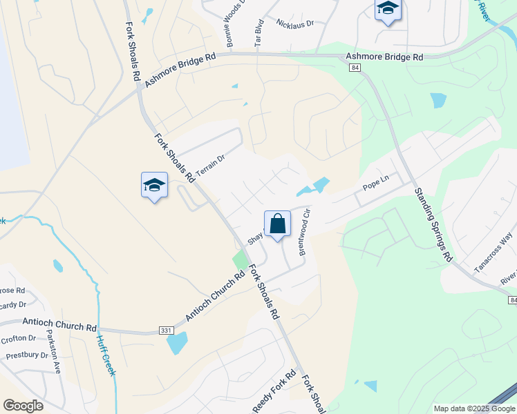 map of restaurants, bars, coffee shops, grocery stores, and more near 8 Somerville Court in Greenville