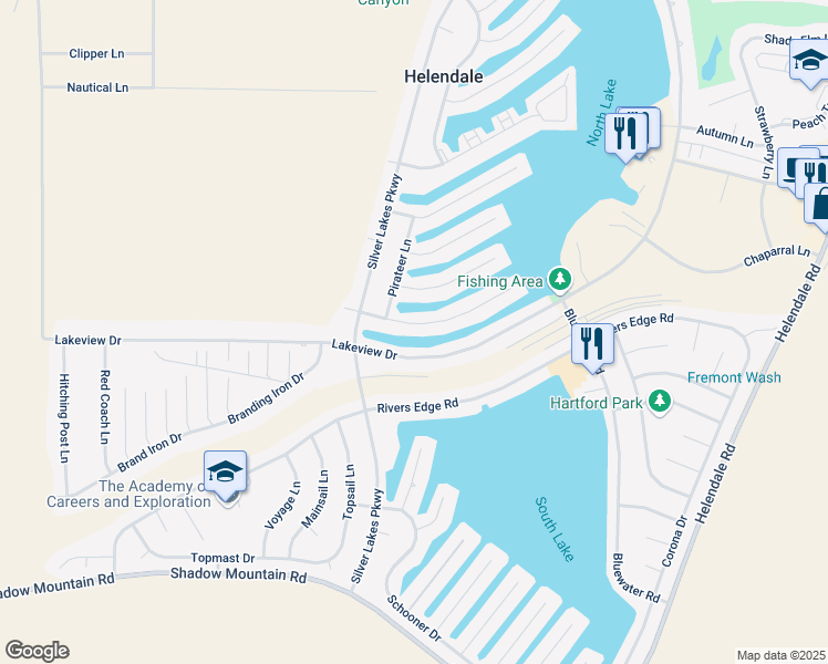 map of restaurants, bars, coffee shops, grocery stores, and more near 14351 Galleon Lane in Helendale