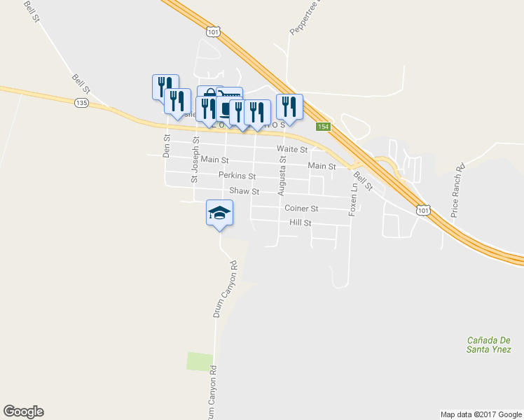 map of restaurants, bars, coffee shops, grocery stores, and more near 540 Coiner Street in Los Alamos