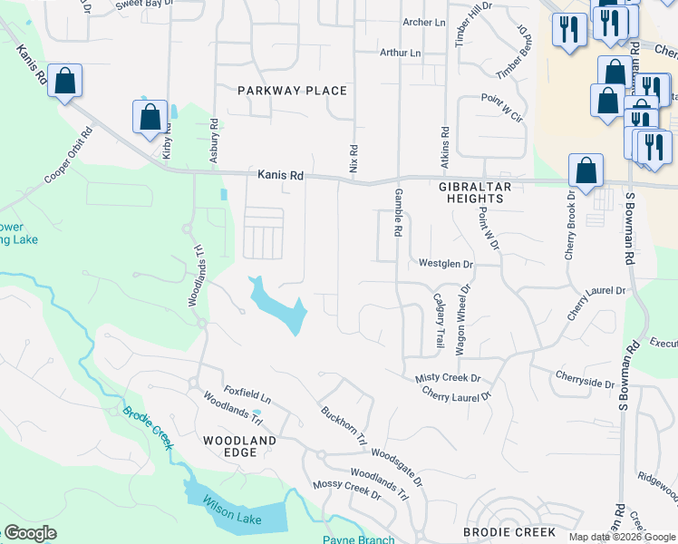map of restaurants, bars, coffee shops, grocery stores, and more near 13310 Teton Drive in Little Rock