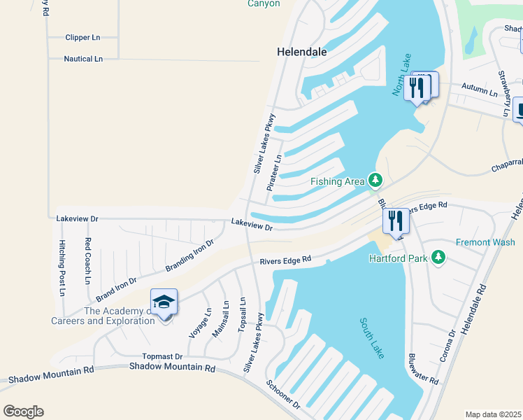 map of restaurants, bars, coffee shops, grocery stores, and more near 14297 Galleon Lane in Helendale