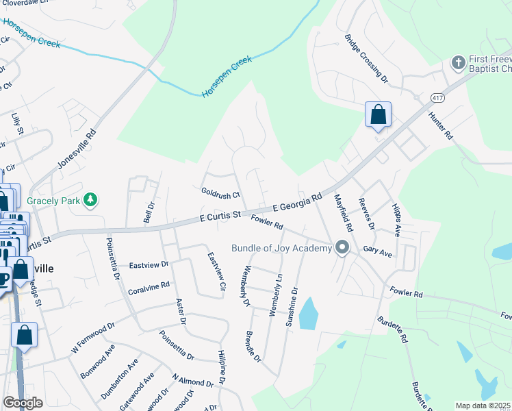 map of restaurants, bars, coffee shops, grocery stores, and more near 800 East Georgia Road in Simpsonville