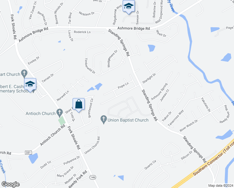 map of restaurants, bars, coffee shops, grocery stores, and more near 2 Cynthia Drive in Greenville