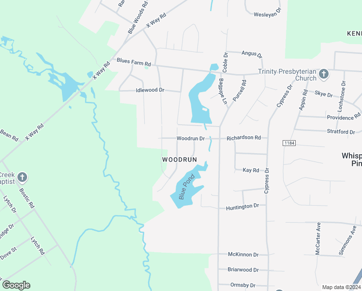 map of restaurants, bars, coffee shops, grocery stores, and more near 12321 Oakcroft Trail in Laurinburg