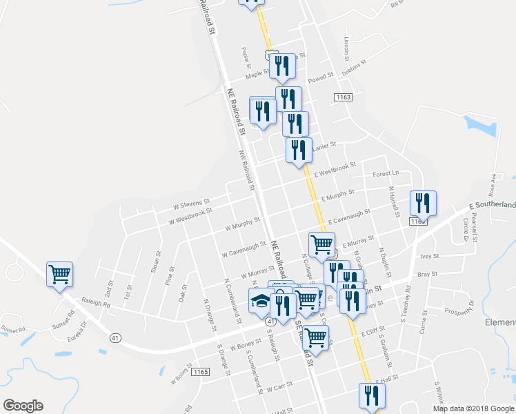 map of restaurants, bars, coffee shops, grocery stores, and more near Northwest Railroad Street in Wallace