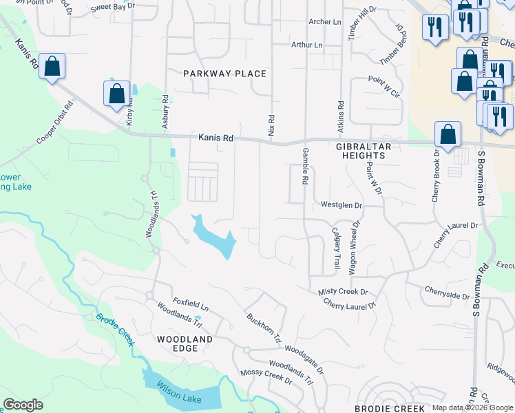 map of restaurants, bars, coffee shops, grocery stores, and more near 13310 Teton Drive in Little Rock