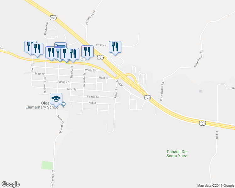 map of restaurants, bars, coffee shops, grocery stores, and more near 821 Coiner Court in Los Alamos