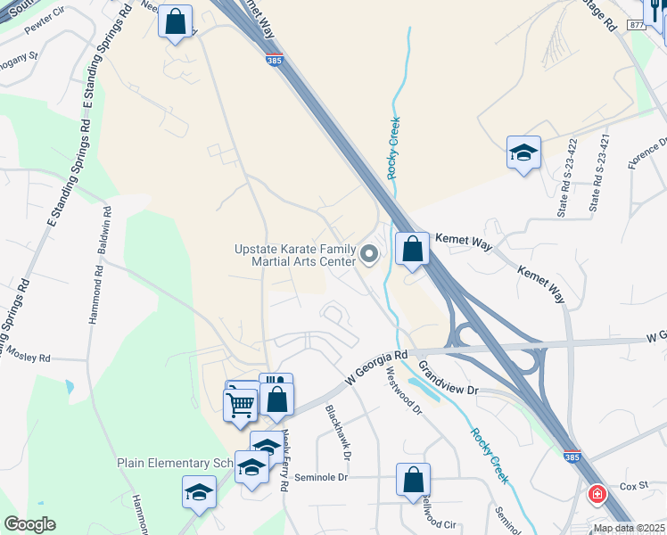 map of restaurants, bars, coffee shops, grocery stores, and more near 500 Milbury Way in Simpsonville
