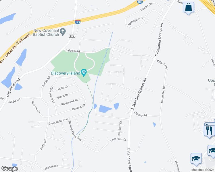 map of restaurants, bars, coffee shops, grocery stores, and more near 403 Goldenrain Way in Simpsonville