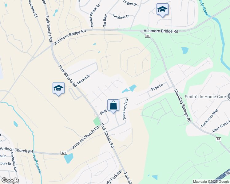 map of restaurants, bars, coffee shops, grocery stores, and more near 111 Wayline Court in Greenville