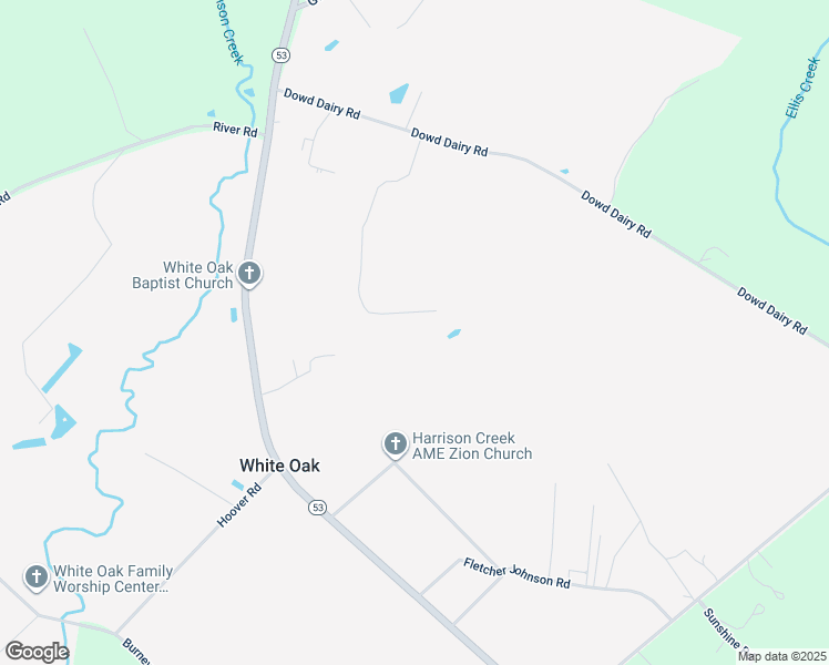 map of restaurants, bars, coffee shops, grocery stores, and more near 356 Dowd Dairy Road in White Oak