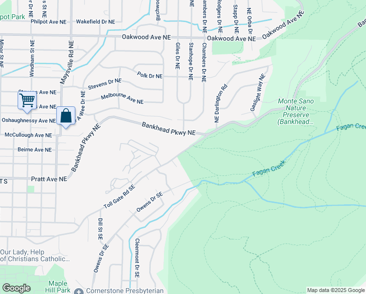 map of restaurants, bars, coffee shops, grocery stores, and more near 2515 Toll Gate Road Southeast in Huntsville