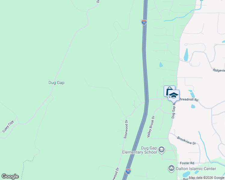 map of restaurants, bars, coffee shops, grocery stores, and more near 916 West Dug Gap Mountain Road in Dalton