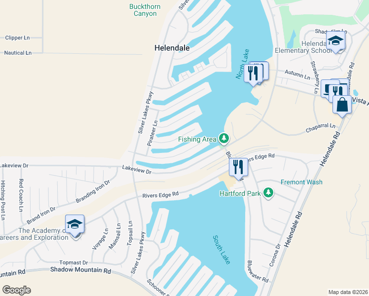 map of restaurants, bars, coffee shops, grocery stores, and more near 14460 Galleon Lane in Helendale