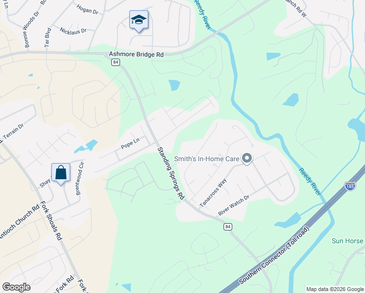 map of restaurants, bars, coffee shops, grocery stores, and more near 1855 Standing Springs Road in Greenville