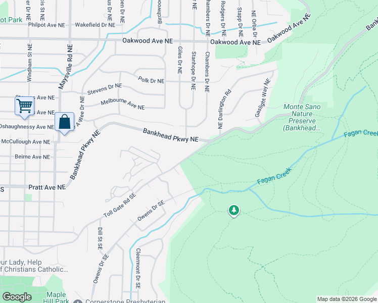 map of restaurants, bars, coffee shops, grocery stores, and more near 2515 Toll Gate Road Southeast in Huntsville