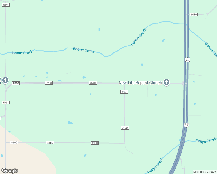 map of restaurants, bars, coffee shops, grocery stores, and more near 52-158 County Road 8200 in Rienzi