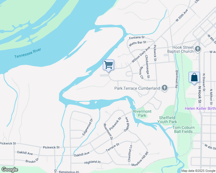 map of restaurants, bars, coffee shops, grocery stores, and more near 101 Hiwassee Street in Sheffield