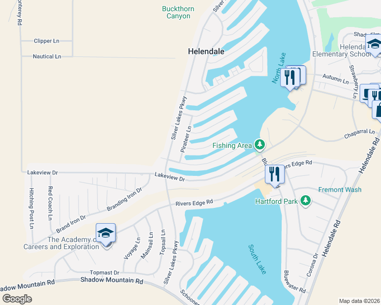 map of restaurants, bars, coffee shops, grocery stores, and more near 14349 Hurricane Lane in Helendale